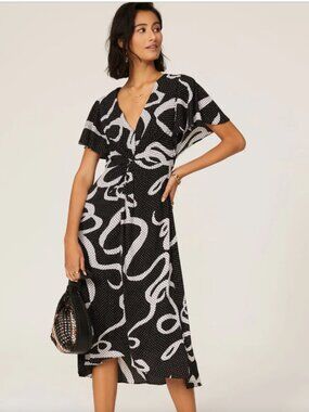 ADRIANNA PAPELL Squiggle Print Dress size 14